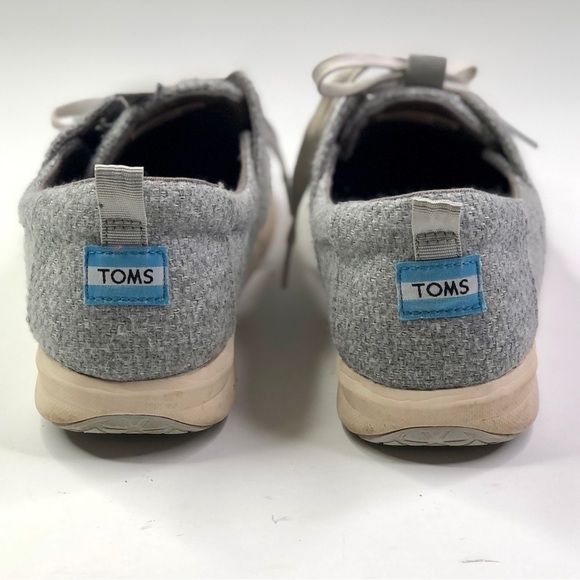 TOMS Del Rey light heather grey felt lace up sneakers 10 - Picture 3 of 10